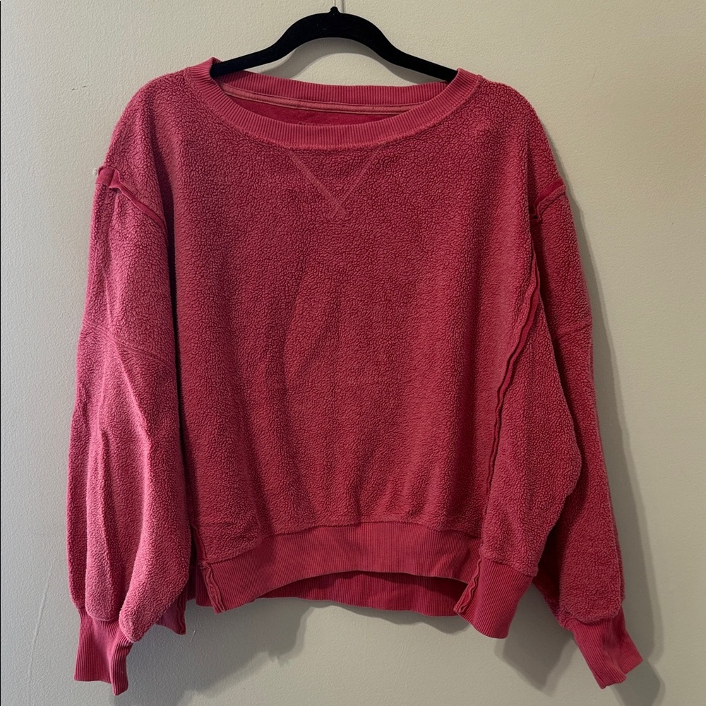 American Eagle Pink Seriously Huggable Crew Neck Sweater Pink Red Size XS